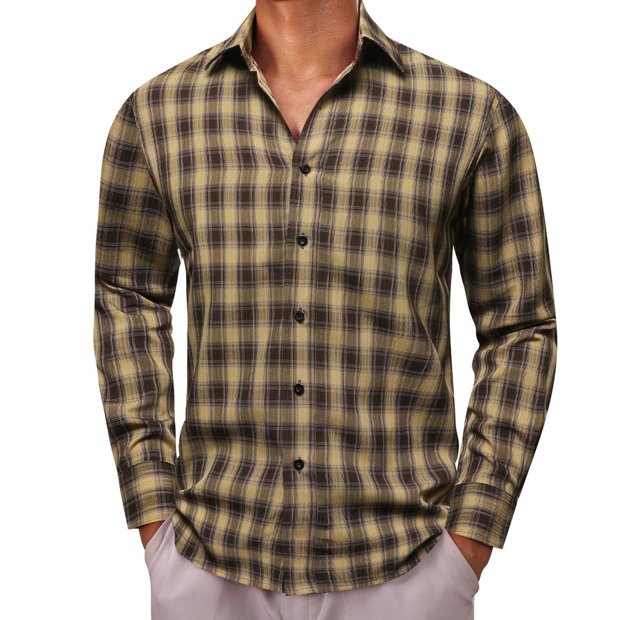 Brown Plaid Dress Shirt shirt    - Sophisticated Gentlemen