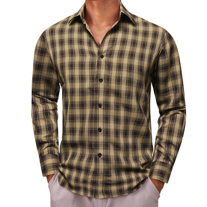 Brown Plaid Dress Shirt shirt    - Sophisticated Gentlemen