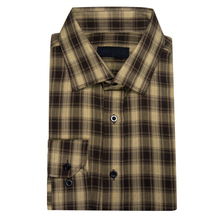 Brown Plaid Dress Shirt shirt    - Sophisticated Gentlemen