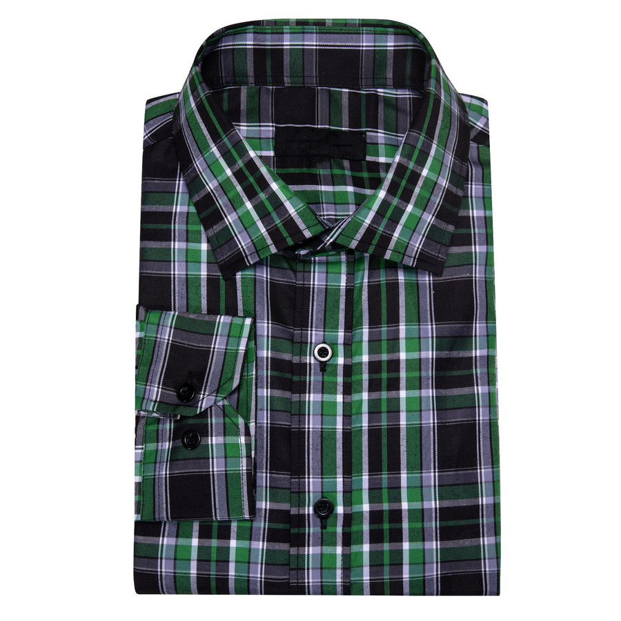 Black Green Plaid Dress Shirt shirt    - Sophisticated Gentlemen