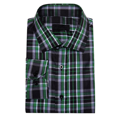 Black Green Plaid Dress Shirt shirt    - Sophisticated Gentlemen
