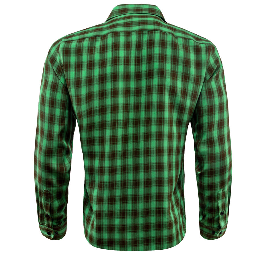 Green Brown Plaid Dress Shirt shirt    - Sophisticated Gentlemen