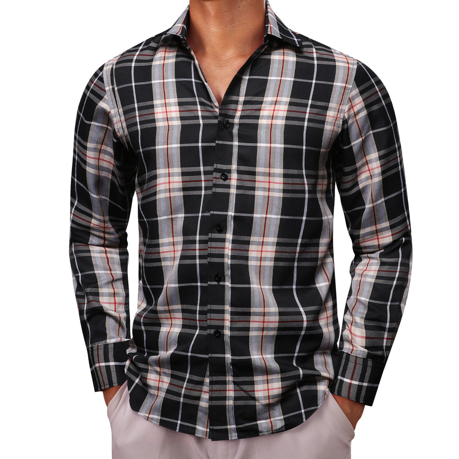 Gray Black Plaid Dress Shirt shirt    - Sophisticated Gentlemen
