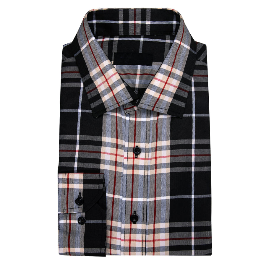 Gray Black Plaid Dress Shirt shirt    - Sophisticated Gentlemen