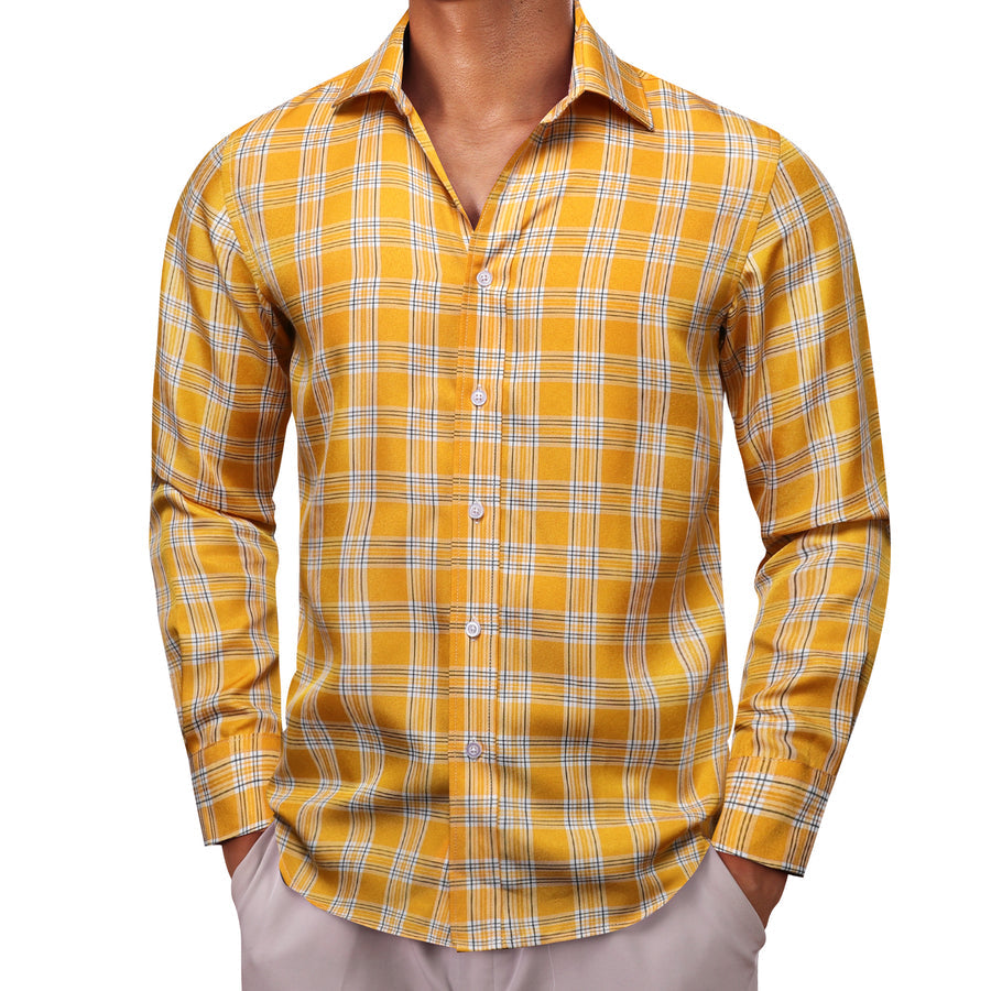 Yellow Plaid Dress Shirt shirt    - Sophisticated Gentlemen