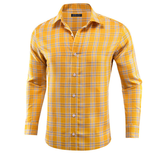 Yellow Plaid Dress Shirt shirt S   - Sophisticated Gentlemen