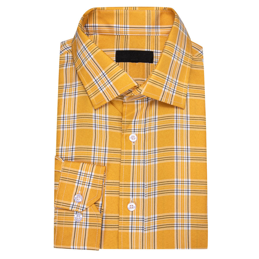 Yellow Plaid Dress Shirt shirt    - Sophisticated Gentlemen