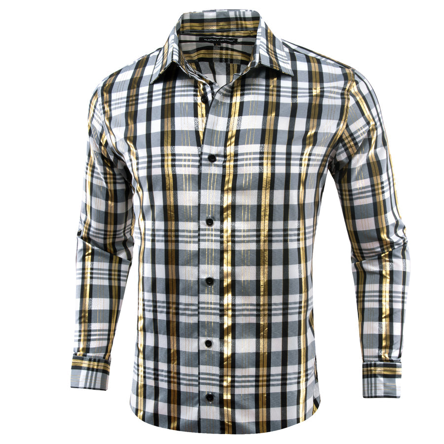 Green Yellow Plaid Dress Shirt shirt S   - Sophisticated Gentlemen