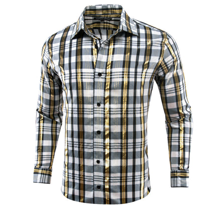 Green Yellow Plaid Dress Shirt shirt S   - Sophisticated Gentlemen