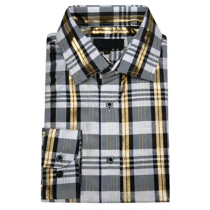 Green Yellow Plaid Dress Shirt shirt    - Sophisticated Gentlemen