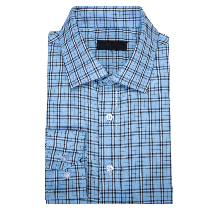 Sky Blue Small Plaid Dress Shirt shirt    - Sophisticated Gentlemen