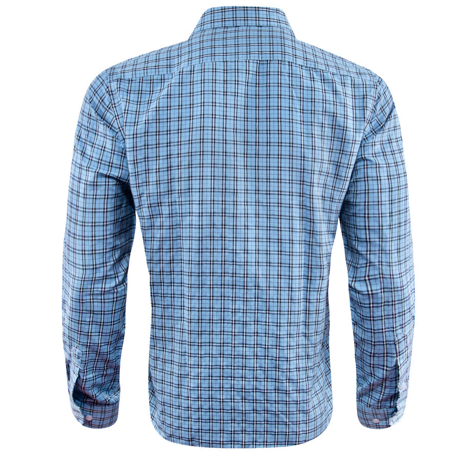 Sky Blue Small Plaid Dress Shirt shirt    - Sophisticated Gentlemen