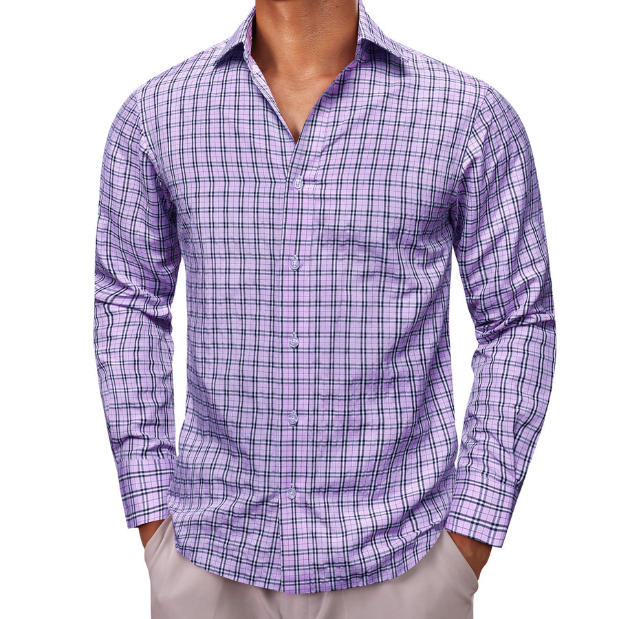 Lilac Purple Small Plaid Dress Shirt shirt    - Sophisticated Gentlemen