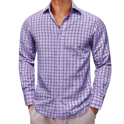Lilac Purple Small Plaid Dress Shirt shirt    - Sophisticated Gentlemen