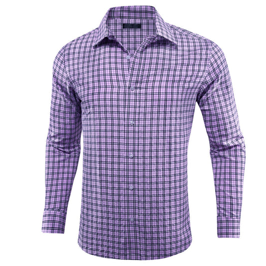 Lilac Purple Small Plaid Dress Shirt shirt S   - Sophisticated Gentlemen