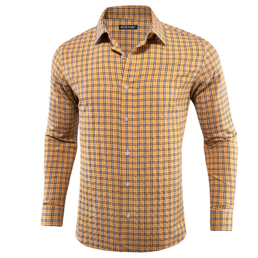 Yellow Black Small Plaid Dress Shirt shirt S   - Sophisticated Gentlemen