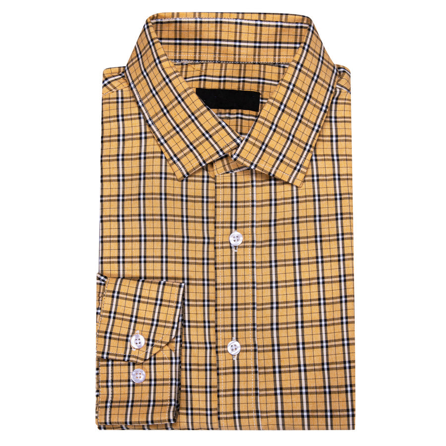 Yellow Black Small Plaid Dress Shirt shirt    - Sophisticated Gentlemen