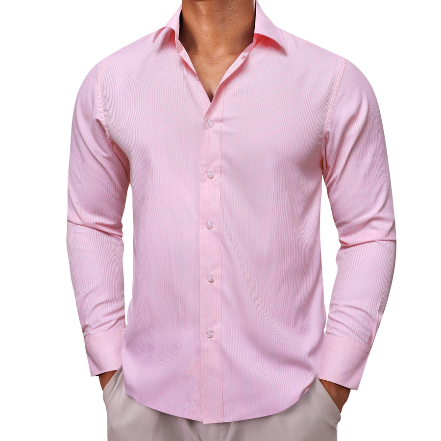 Baby Pink Solid Dress Shirt shirt    - Sophisticated Gentlemen