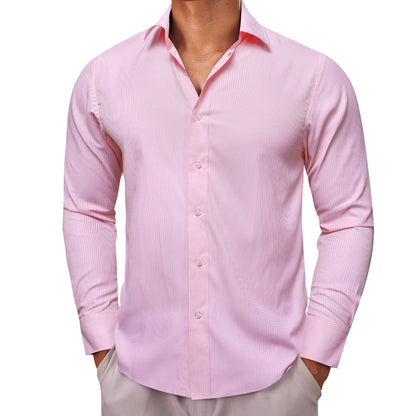 Baby Pink Solid Dress Shirt shirt    - Sophisticated Gentlemen