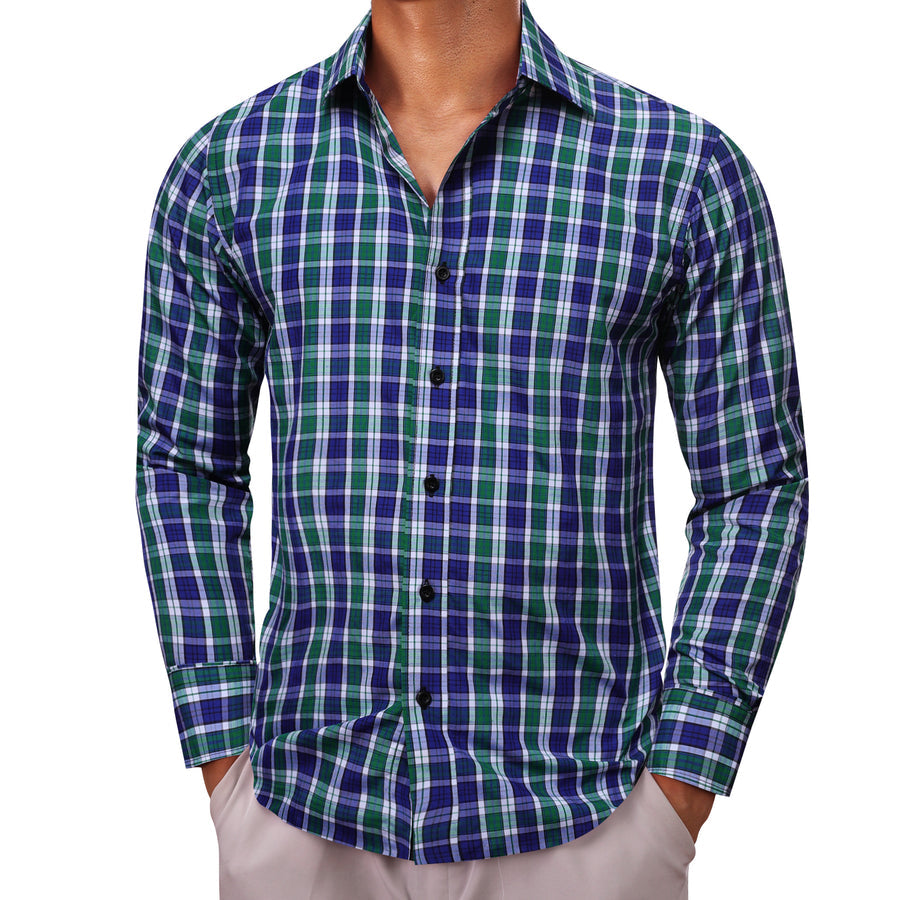 Blue Green Solid Dress Shirt shirt    - Sophisticated Gentlemen