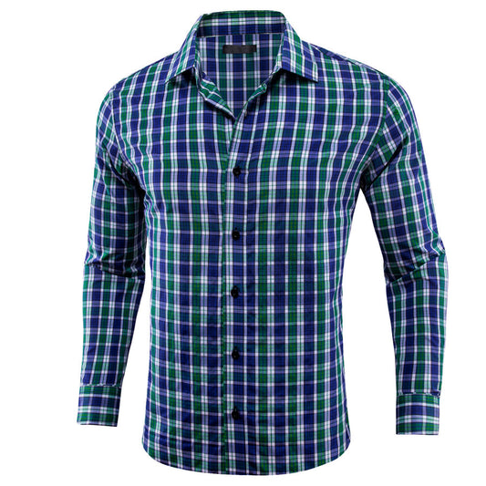 Blue Green Solid Dress Shirt shirt S   - Sophisticated Gentlemen
