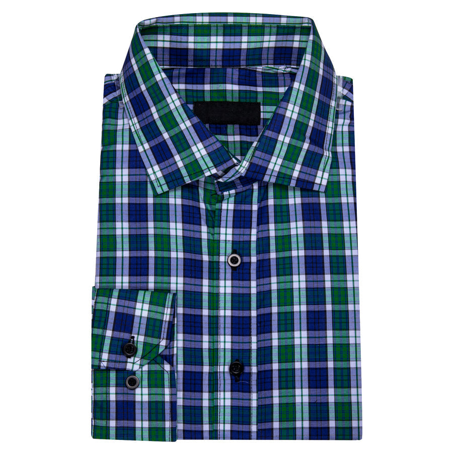Blue Green Solid Dress Shirt shirt    - Sophisticated Gentlemen