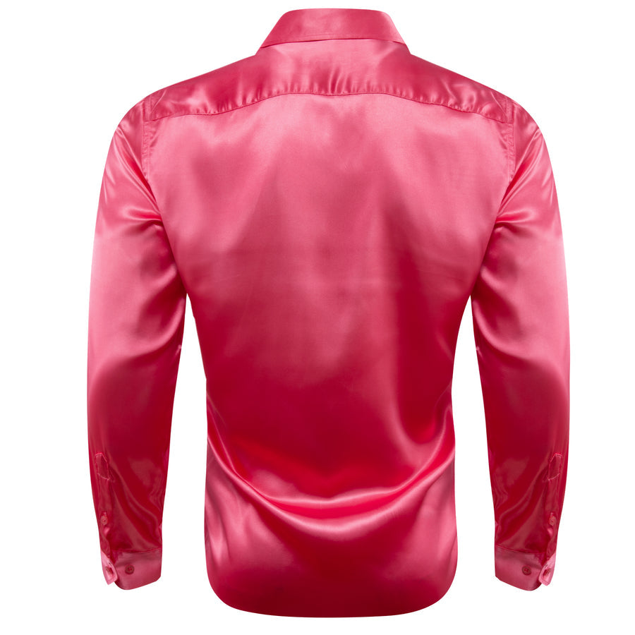 Pale Red Solid Silk Dress Shirt shirt    - Sophisticated Gentlemen
