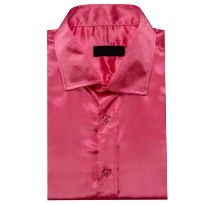 Pale Red Solid Silk Dress Shirt shirt    - Sophisticated Gentlemen