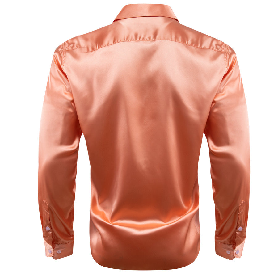 Light Salmon Solid Silk Dress Shirt shirt    - Sophisticated Gentlemen