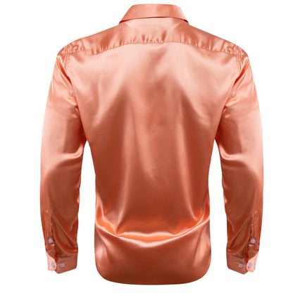 Light Salmon Solid Silk Dress Shirt shirt    - Sophisticated Gentlemen