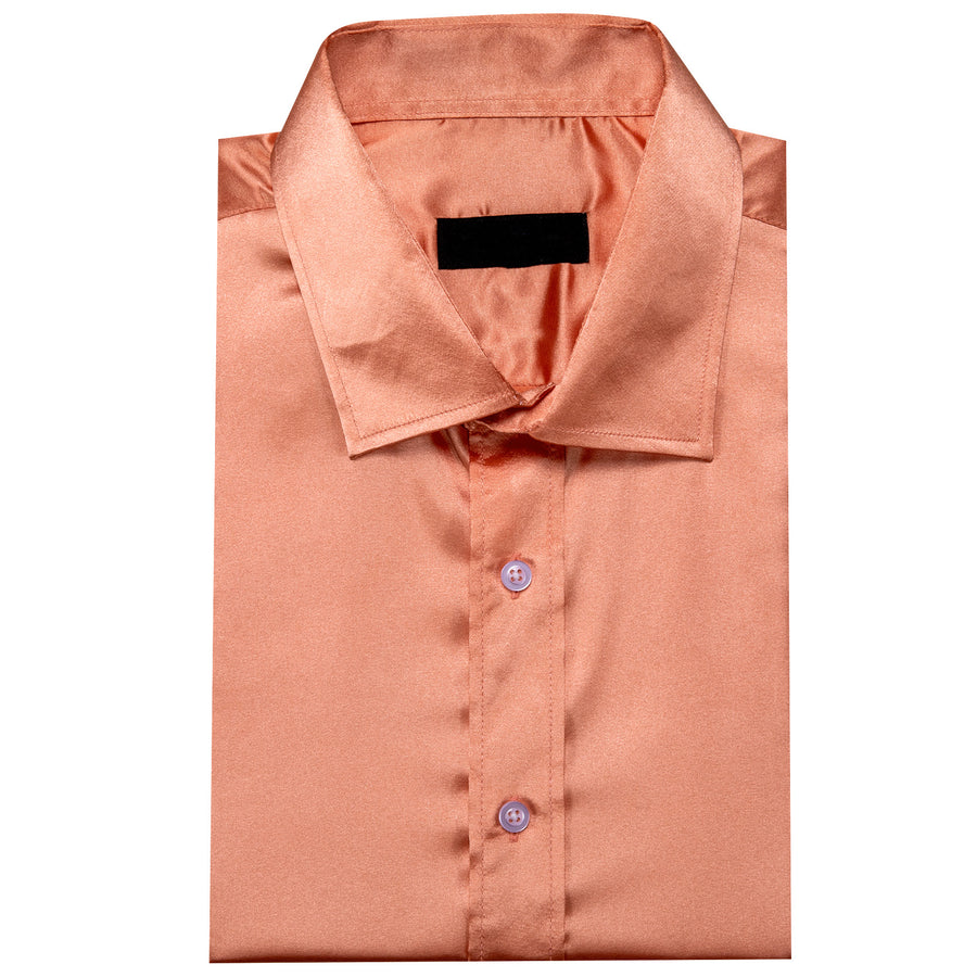 Light Salmon Solid Silk Dress Shirt shirt    - Sophisticated Gentlemen