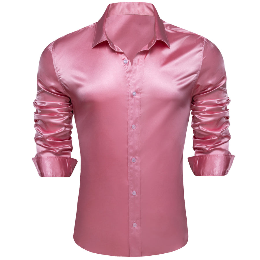 Pale Violet Red Solid Silk Dress Shirt shirt    - Sophisticated Gentlemen