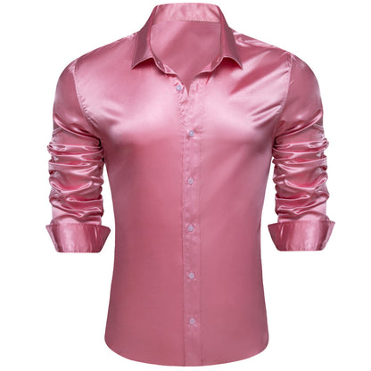 Pale Violet Red Solid Silk Dress Shirt shirt    - Sophisticated Gentlemen