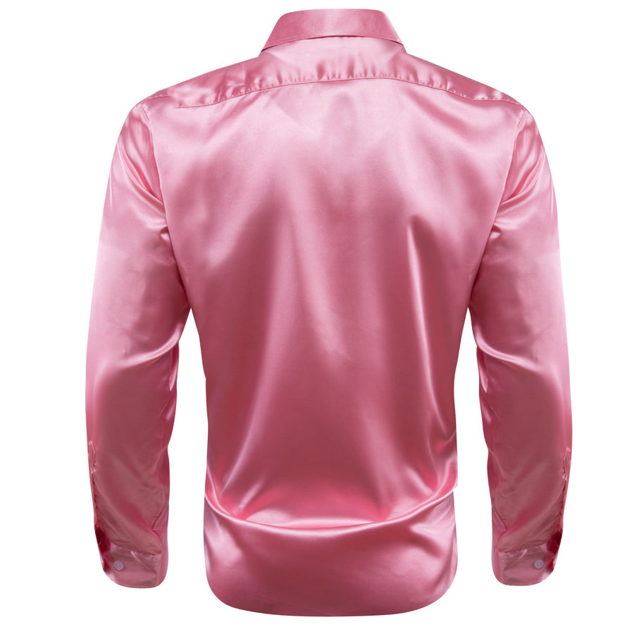 Pale Violet Red Solid Silk Dress Shirt shirt    - Sophisticated Gentlemen