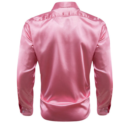 Pale Violet Red Solid Silk Dress Shirt shirt    - Sophisticated Gentlemen