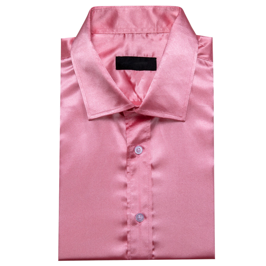 Pale Violet Red Solid Silk Dress Shirt shirt    - Sophisticated Gentlemen