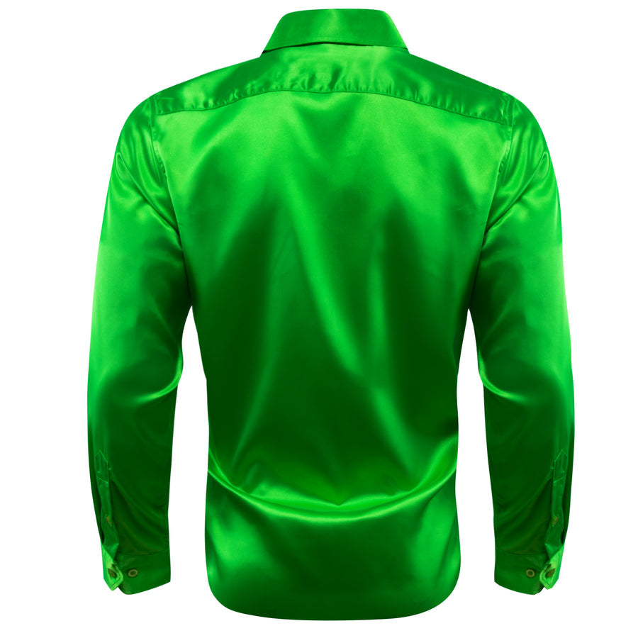 Lime Green Solid Silk Dress Shirt shirt    - Sophisticated Gentlemen
