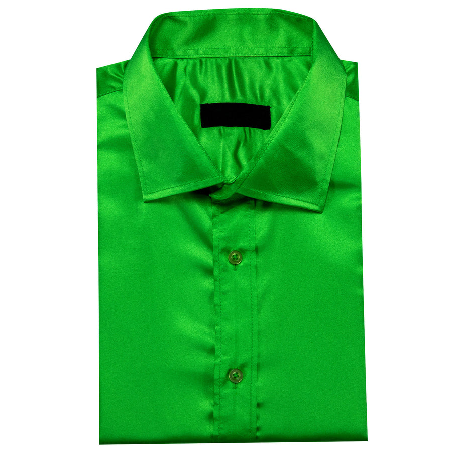 Lime Green Solid Silk Dress Shirt shirt    - Sophisticated Gentlemen