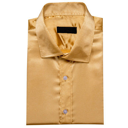 BrulyWood Solid Silk Dress Shirt shirt    - Sophisticated Gentlemen