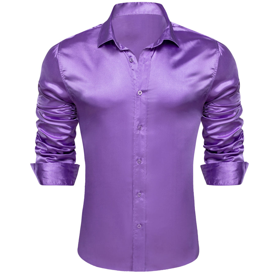 Blue Violet Solid Silk Dress Shirt shirt    - Sophisticated Gentlemen