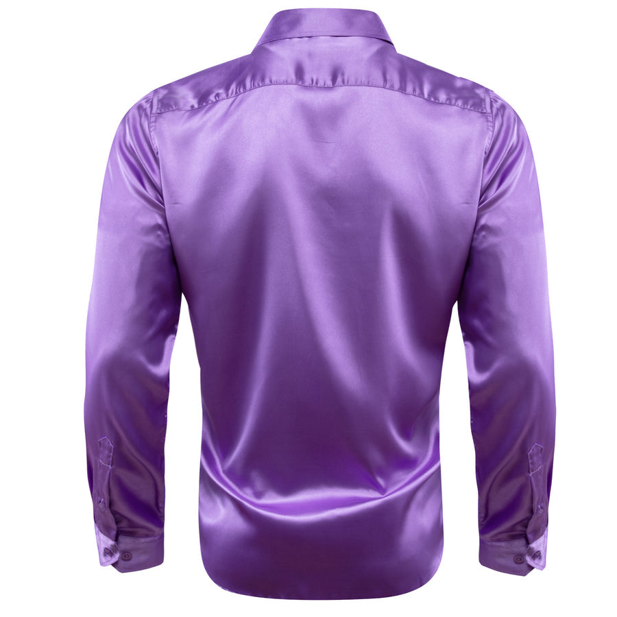 Blue Violet Solid Silk Dress Shirt shirt    - Sophisticated Gentlemen