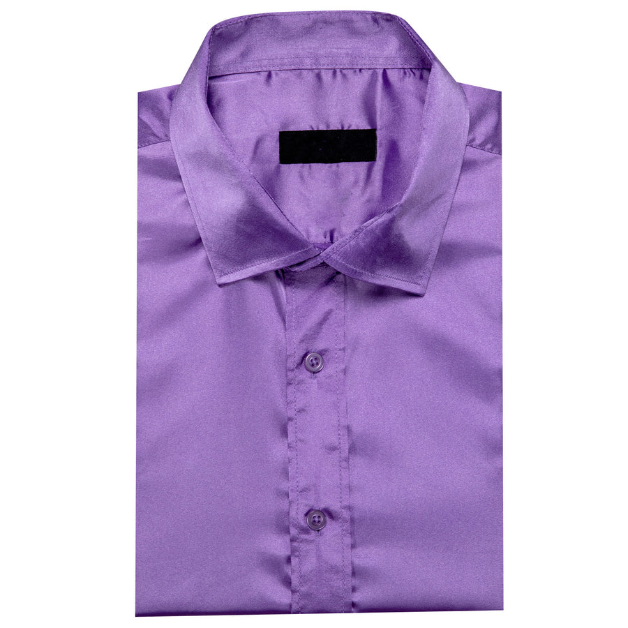 Blue Violet Solid Silk Dress Shirt shirt    - Sophisticated Gentlemen