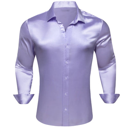 Medium Purple Solid Silk Dress Shirt shirt S   - Sophisticated Gentlemen