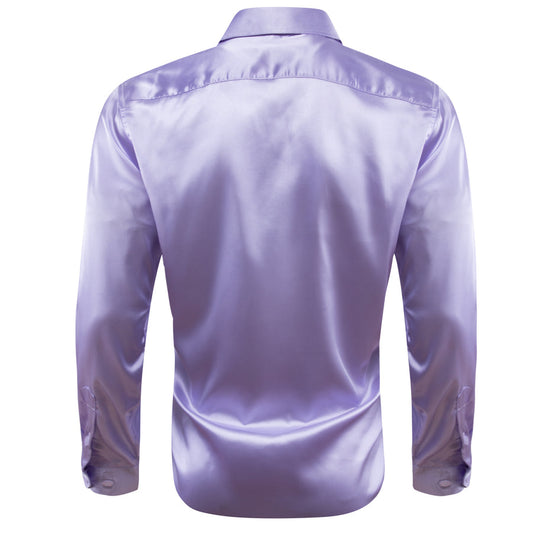 Medium Purple Solid Silk Dress Shirt shirt    - Sophisticated Gentlemen