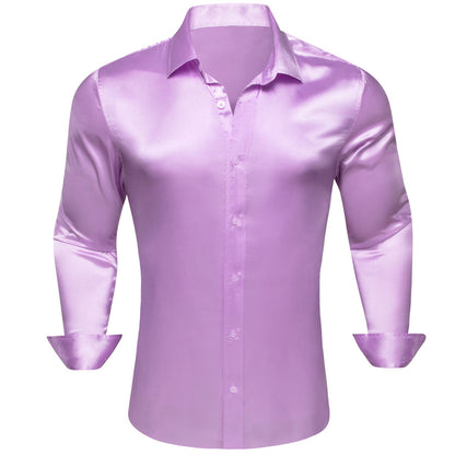 Violet Solid Silk Dress Shirt shirt S   - Sophisticated Gentlemen