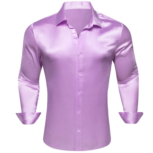 Violet Solid Silk Dress Shirt shirt S   - Sophisticated Gentlemen