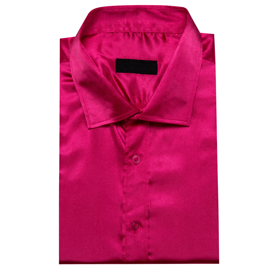 Deep Pink Solid Silk Dress Shirt shirt    - Sophisticated Gentlemen