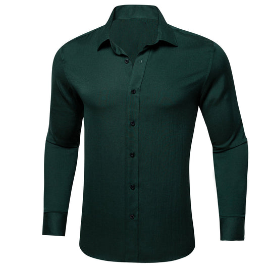 Emerald Green Solid Men's Dress Shirt shirt S   - Sophisticated Gentlemen