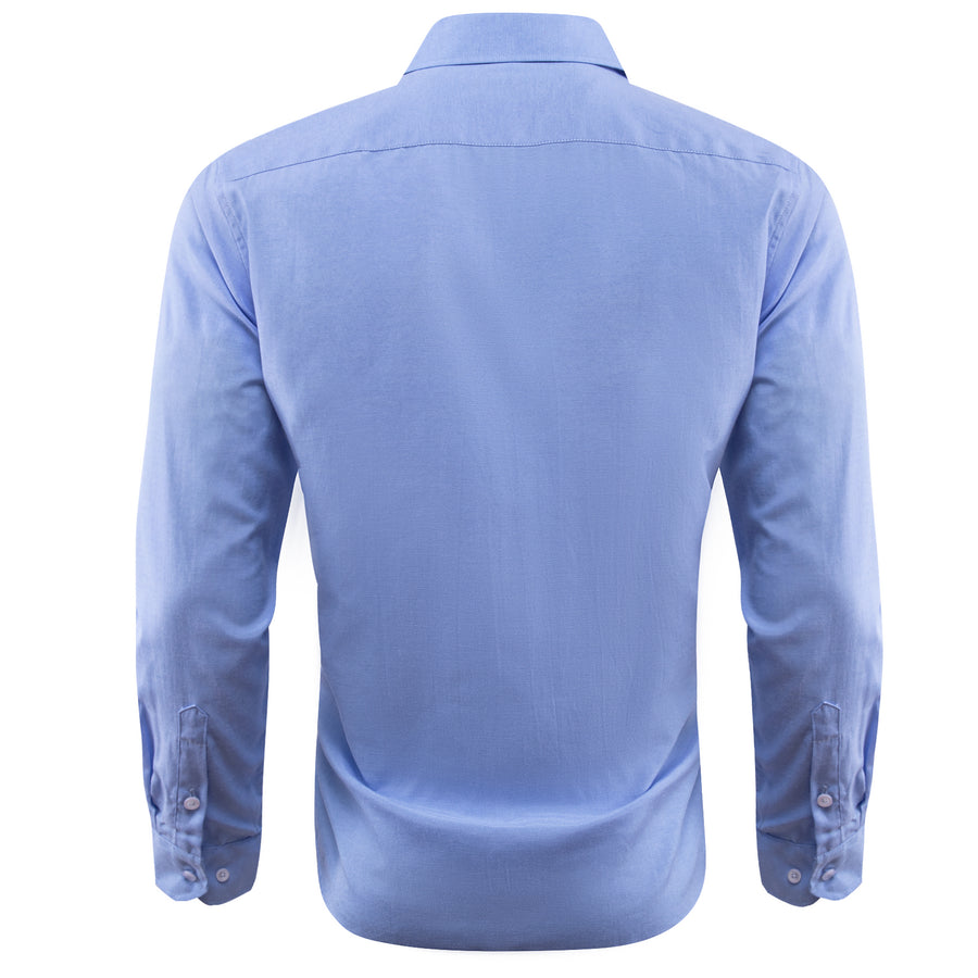Blue Solid Men's Dress Shirt shirt    - Sophisticated Gentlemen