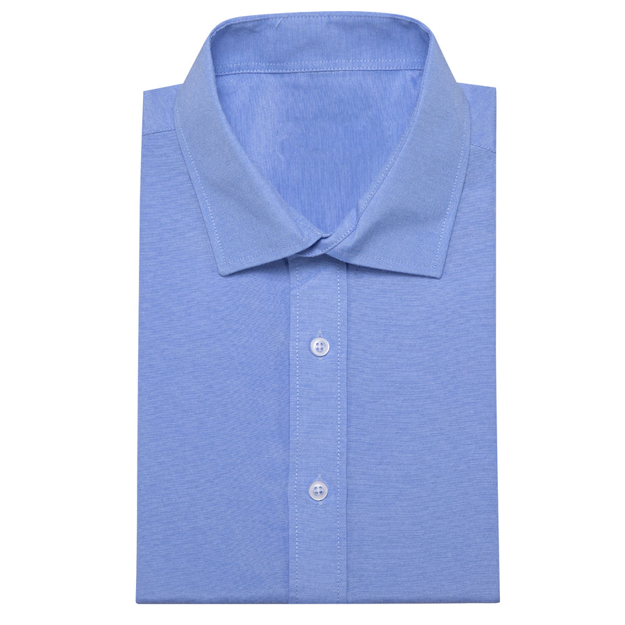 Blue Solid Men's Dress Shirt shirt    - Sophisticated Gentlemen